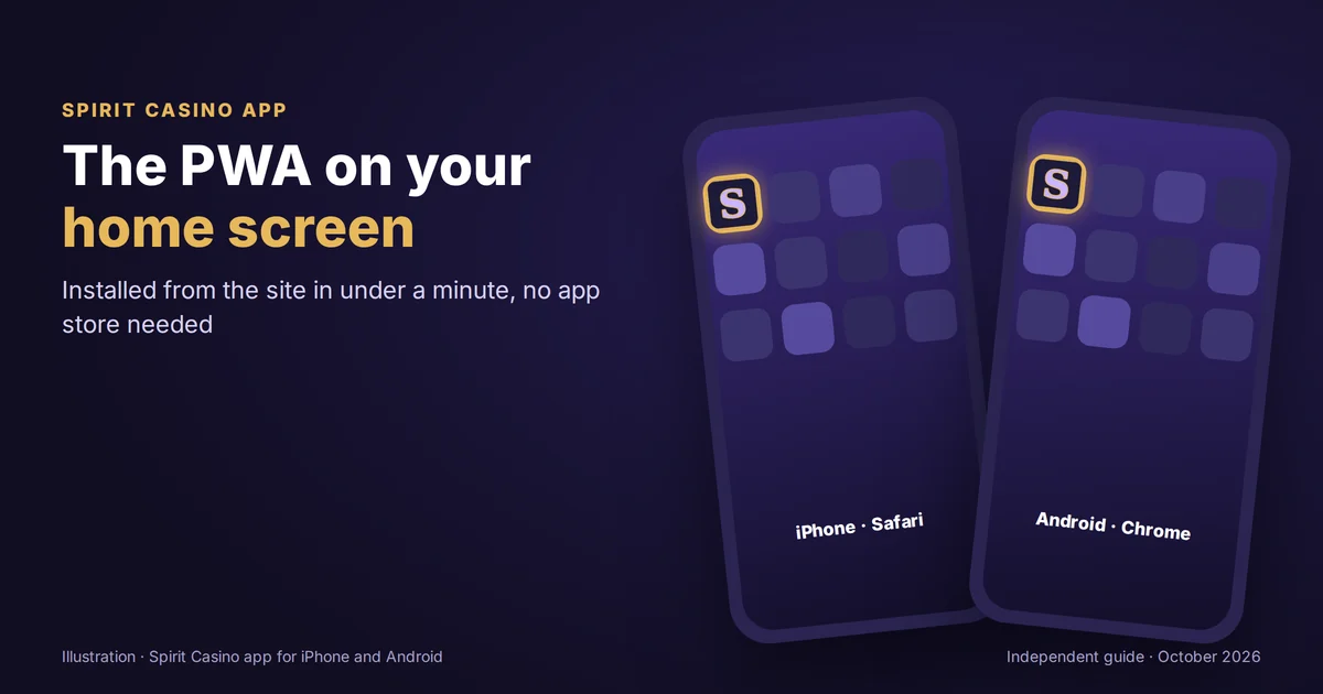Spirit Casino app installed as a PWA