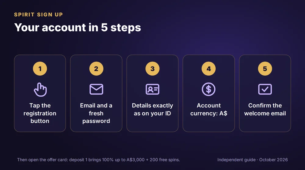 Spirit sign up in five steps